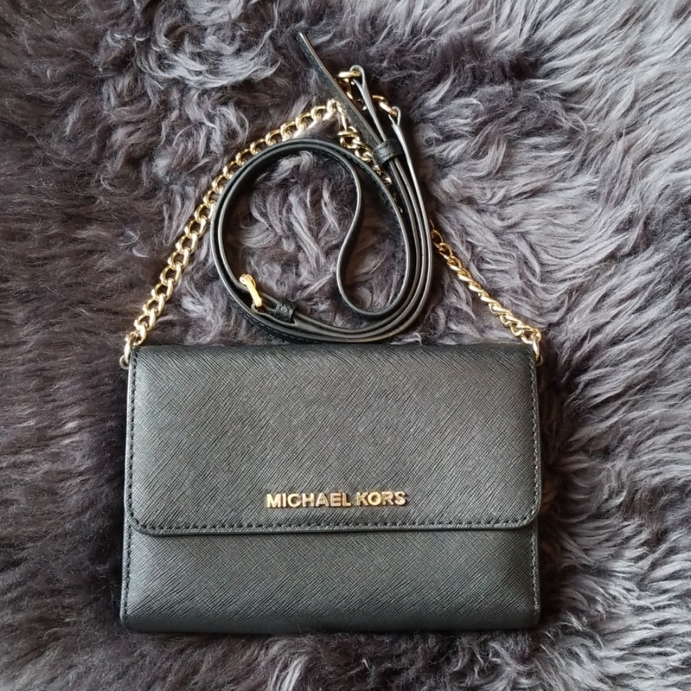 Michael Kors Black Jet Set Large Travel Wallet